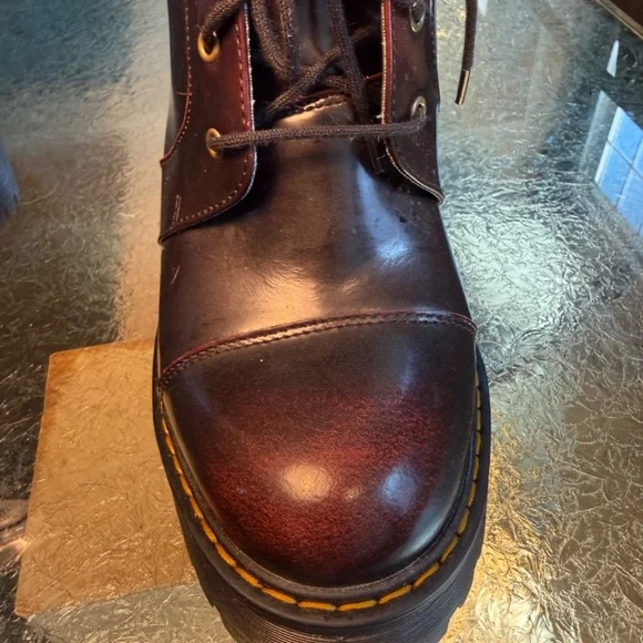 Dr.Martens Averil Arcadia Leather Cherry Ankle Heeled Boots Size 11 - Picture 7 of 10